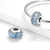 Riverside Flying Butterfly Blue Glazed Beads Silver Pendant